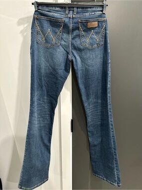 Wrangler Women's Blue Boot Cut Jeans with Yellow Stitching